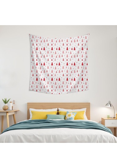 Noel Desenli Kare Duvar Halısı 50x50 İnç, Ev Dekoru İçin Uygun, Oturma Ve Yatak Odası Kullanımı