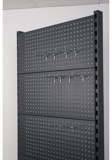 Delikli Panel Raflı Stand Antrasit Gri