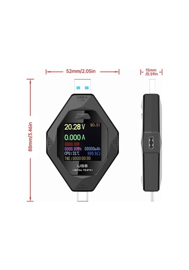 Usb-c Şarj Test Cihazı: Akım, Voltaj, Güç Ve Kapasite Ölçümü İle Çok Fonksiyonlu Şarj Analiz Aracı
