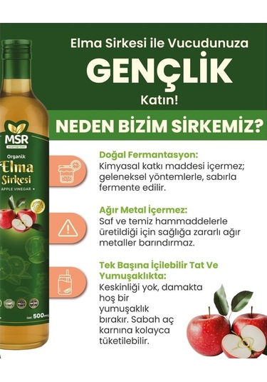 Doğal Fermantasyon Elma Sirkesi 500 Ml
