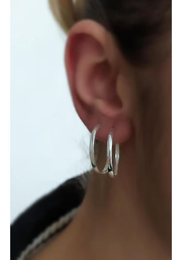 Gümüş 2 Cm Taşsız Bayan Halka Küpe Diğer