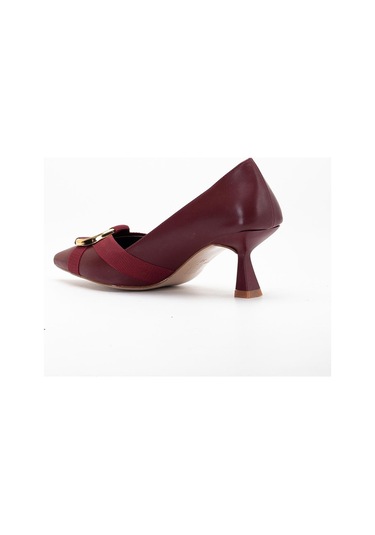 Kadın Topuklu Ayakkabı Bordo Halka Tokalı Kadeh Topuklu-3585 Bordo