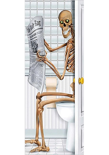 Ruicoo "korkunç Kafatası Desenli 3d Kapı Çıkartması - Kolay Yapışan Halloween Dekor" Çok Renkli