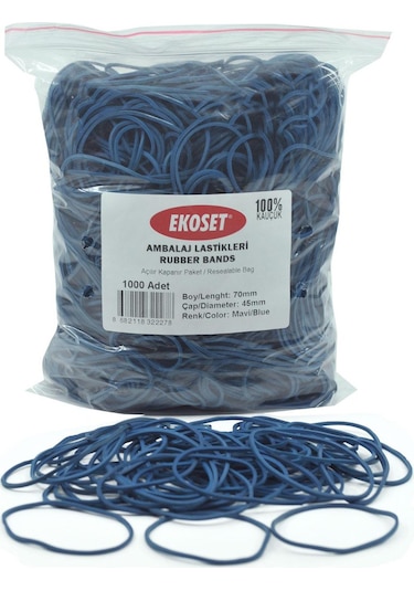 Ekoset Mavi Paket Ambalaj Para Lastiği 1000 Adet 70Mm