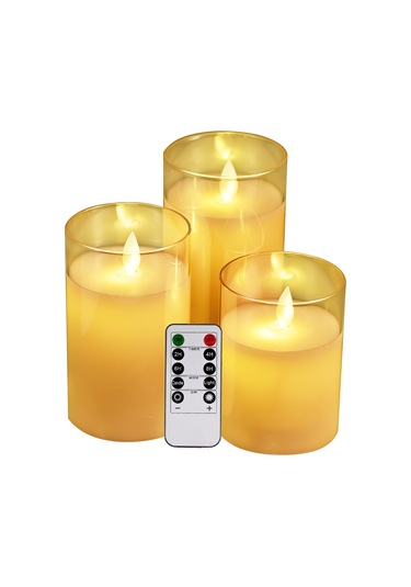 Tenfowee Uzaktan Kumandalı Led Alevsiz Mum Seti - 3 Adet, Sıcak Beyaz Işık, Ev Dekorasyonu Ve Hediye İçin İdeal