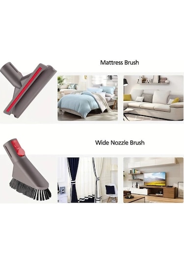 Honeybeeshop 6 Adet Plastik Elektrikli Süpürge Ek Parça Seti V7 V8 V10 V11 V15 Uyumlu Dar Alan Ucu Başlık Fırçalar