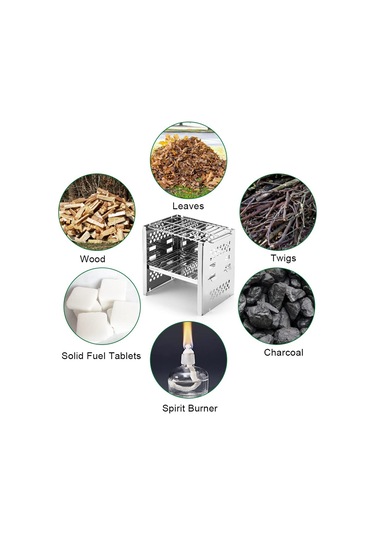 Gq Kamp Odun Sobası Taşınabilir Katlanır Paslanmaz Çelik Sırt Beyaz