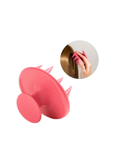 Suntek Silikon Saç Şampuan Fırçası Scrubber Duş Pembe