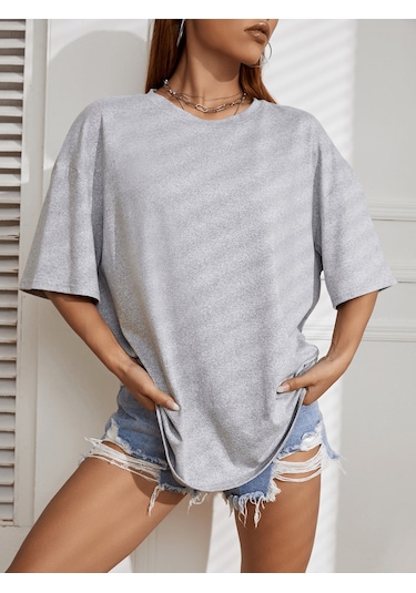 Uyguntarz Unisex Van Gogh Baskılı Oversize Tshirt Gri