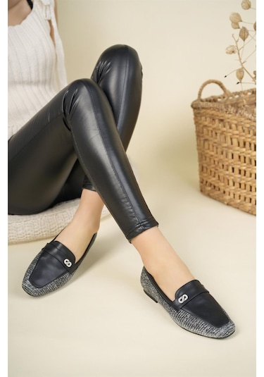 Hasır-Cilt Garnili Babet Siyah-Siyah