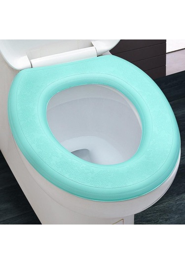 Yeşil Su Geçirmez Yumuşak Klozet Kapağı Banyo Yıkanabilir Closestool Mat Pad O-şekil