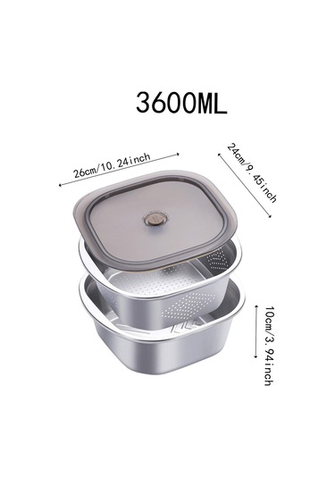 Suntek Paslanmaz Çelik Süzgeç Kase Seti Sebze Fasulyeleri Gümüş