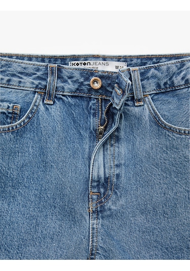 Koton Normal Bel Düğmeli Pamuklu Rahat Kalıp Mini Denim Şort Orta İndigo 6sal40003md İndigo