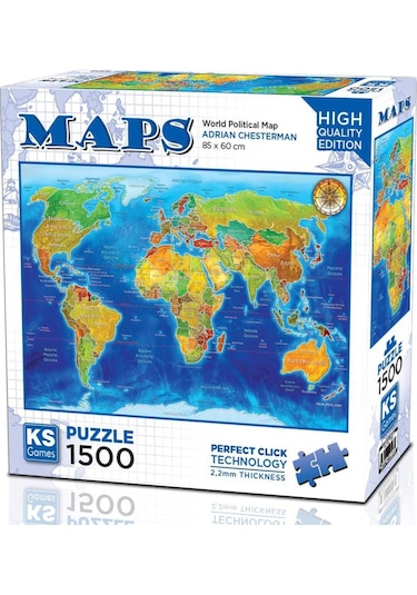Ks Games 1500 Parça Dünya Siyasi Haritası Puzzle - Adrian Chesterman