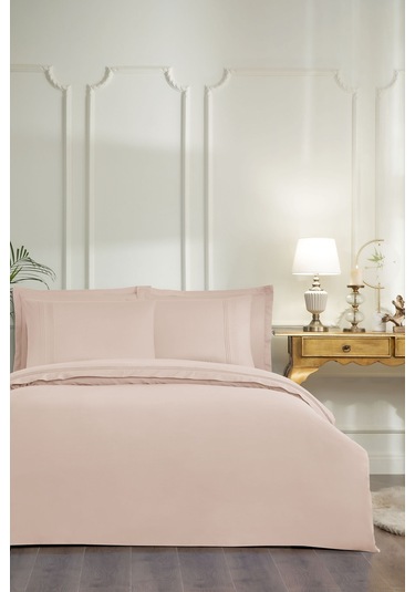 Özdilek Sadem Organik Soft Line King Size Saten Nevresim Takımı Bej