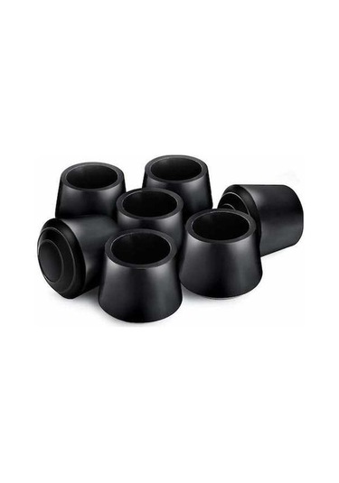 Flybuy Sandalye Bacak Koruyucusu, 16 Adet Yuvarlak Kapağı, 25mm Siyah Kauçuk, Zemin Ve Ses Korumalı -