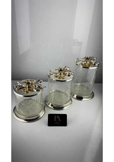 Çay Kahve Şekerlik Kavanoz Sunumluk Söz Nişan Kız İsteme Çikolatalık Dekoratif Obje Biblo Süs Eşya Çatlak Görünüm Gümüş