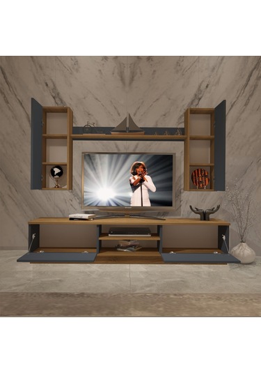 Decoraktiv Eko 5db Mdf Dvd Tv Ünitesi Tv Sehpası Pera - Antrasit