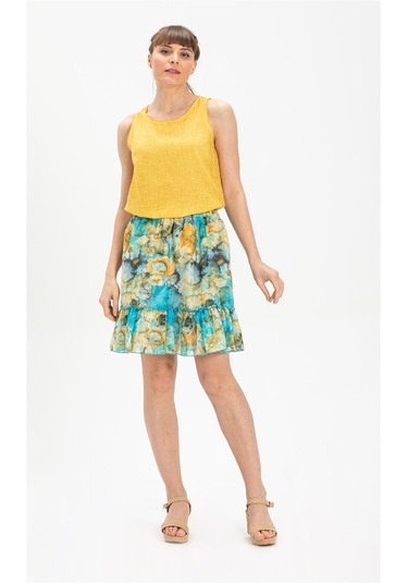 Vual Nesrin Kısa Etek Turkuaz Trkz