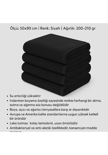 Boya Tutmayan Mikrofiber Kuaför Havlusu Siyah