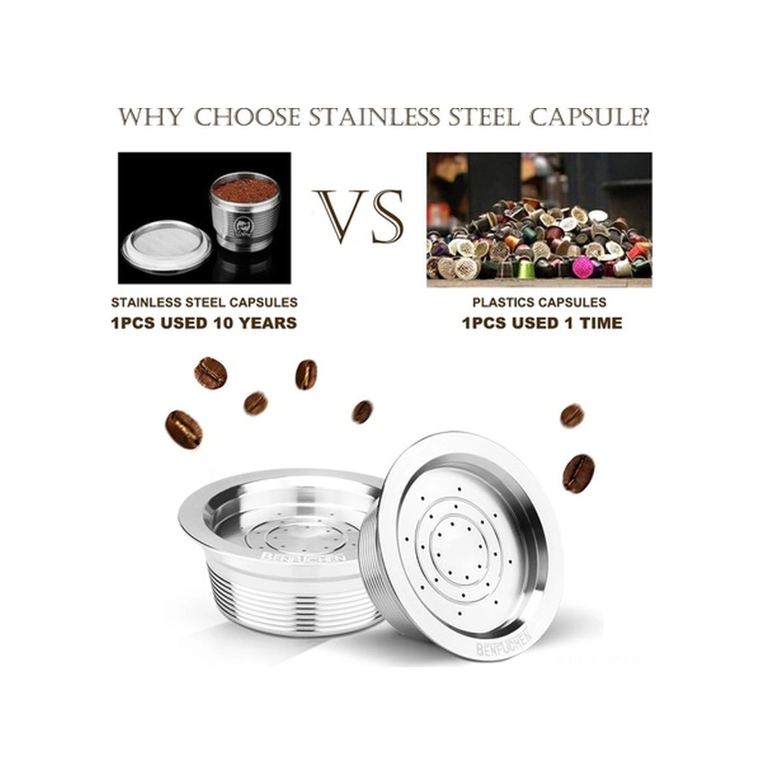 Fortunelane Genelgeçer Paslanmaz Çelik Lavazza Mıo Kapsülü - Pratik Yeniden Kullanılabilir Çözüm, Gümüş Gümüş