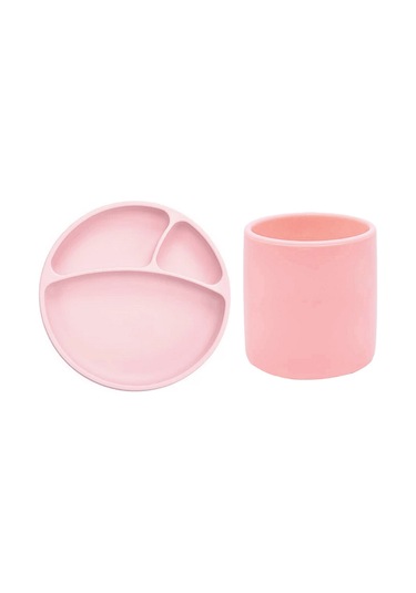 Oioi 2'li Beslenme Seti Bardak+Porsiyon Tabak Pembe