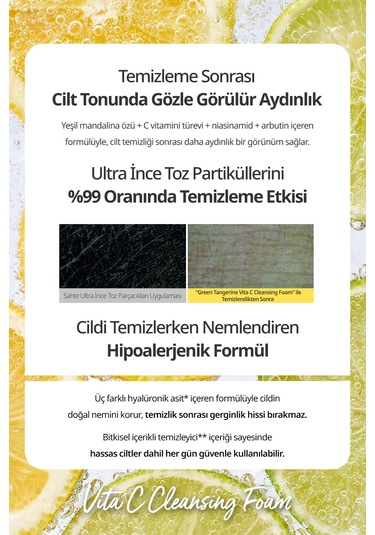 Cilde Aydınlık Görünüm Sunan Temizleme Köpüğü Goodal Green Tangerine Vita C Cleansing Foam
