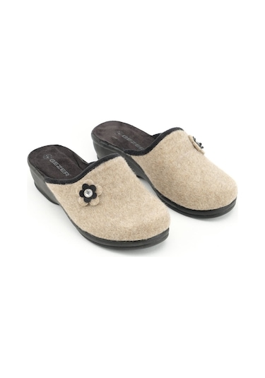 Gezer Kışlık Ev Bahçe Yüksek Topuk Kadın Terlik Gt1kzm.15444.01.012.0c Bej