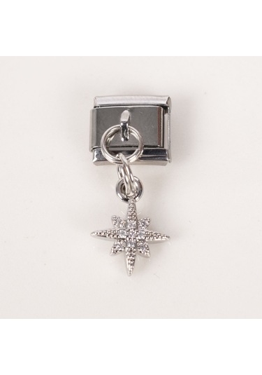 Nur Silver Sallantılı Kutup Yıldızı Çelik İtalyan Charm Nur-ic00020 Silver