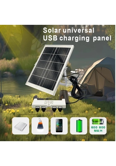 Motion003 6v 6w Güneş Enerjili Şarj Şeridi 4 Usb Portlu 600 800ma Çıkışlı 5 Metre Kablo