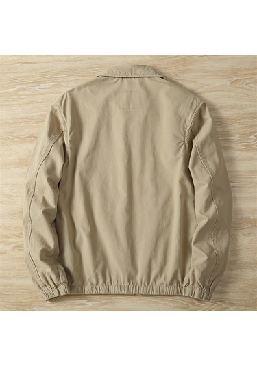 Saf Pamuklu Hafif İş Gündelik Bol Kesim Yaka Erkek Ceketi Yeşil