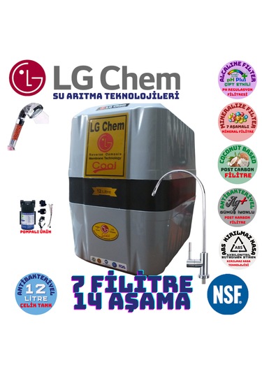 Lg Chem Cool Grisiyah Pompalı 12lt 7flt 14aşama Su Arıtma Cihazı