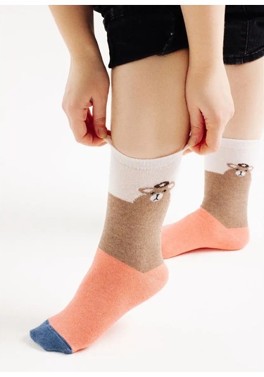 Bellavıa Kız Çocukları İçin Pamuklu Yüksek Baskılı Çorap 5 Çift 164130106 Beyaz