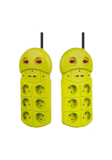 Vea Ve-970usb 6 Lı 2 Usb Li 1.5 Metre Grup Priz Uzatma Kablosu 3680 Watt 16 Amper Hızlı Şarj Özellikli