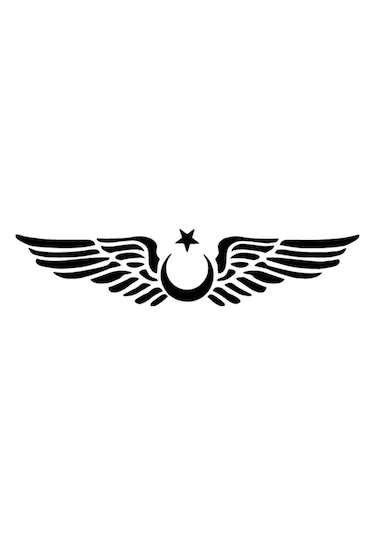 Kanatlı Ay Yıldız Oto Özel Yeni Sticker Siyah 25 X 5 Cm