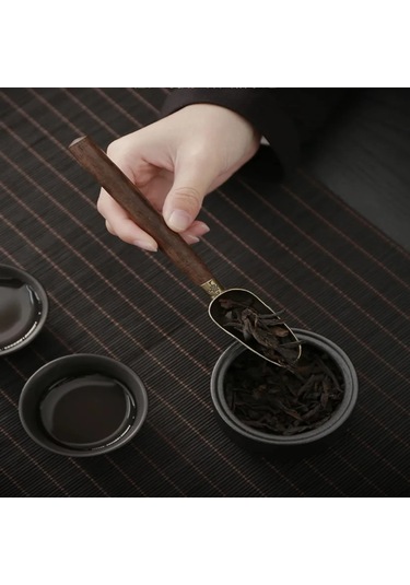 Youmex Ahşap Saplı Ölçü Kaşığı - Çay, Kahve Ve Baharat İçin Doğru Miktarı Ölç, Tekli Paket Siyah