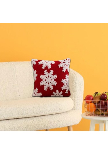 Suntek Yılbaşı Yastık Kılıfı 45x45 Cm Mobilya Kanepe Yatak Kırmızı Beyaz