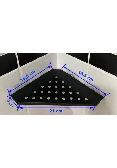 Kitaro Kendinden Yapışkanlı Köşe Şampuanlık Setsiz Mat Siyah İki Katlı Siyah