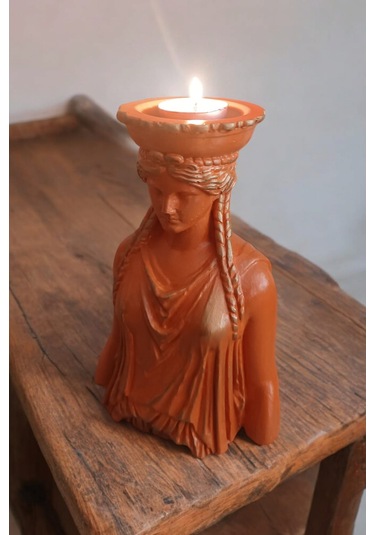 Dekoratif Masa Üstü Karyadit Kızı Hediyeli Bacasız Şömine Turuncu