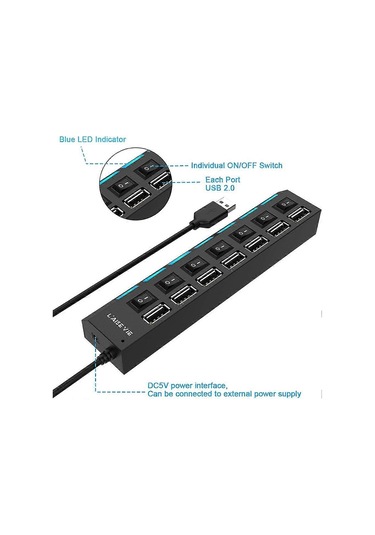 Çok Portlu Usb Ayırıcı, 7 Portlu Usb 2.0 Hub, Usb A Veri Hub'ı