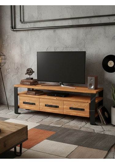 Raweyn Sea Doğal Ahşap Tv Ünitesi - 140cm Açık Ceviz