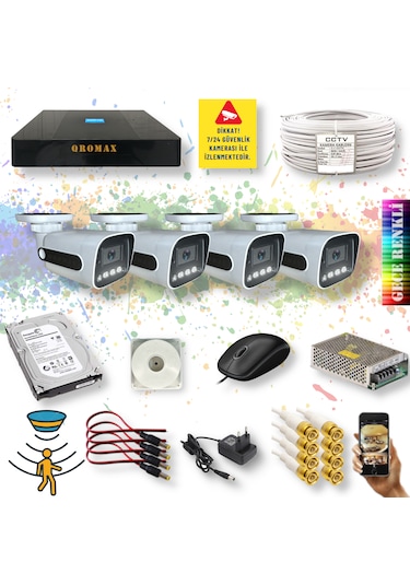 4 Kameralı Hareket Algılayan Gece Renkli Fullhd Kamera Seti 784w