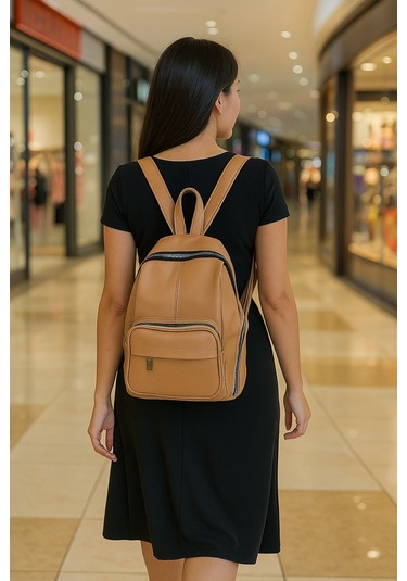 Newish Polo Donna Model Sırt Çantası-yıkama Suni Deri Sütlü Kahverengi