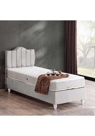 Trend Tek Kişilik Baza Başlık Letto Yatak Seti Gri 100 x 200