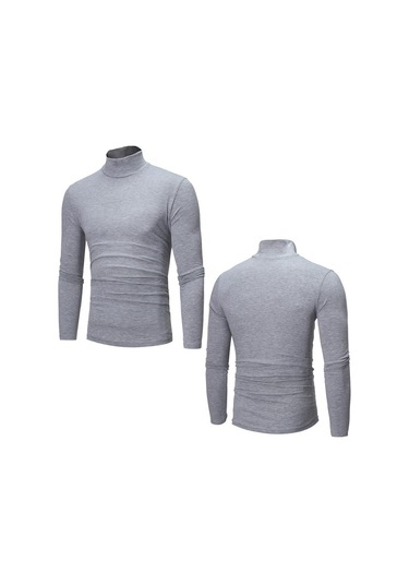 Lacivert Erkekler Sonbahar Kazaklar Uzun Kollu Balıkçı Yaka T-shirt Katı Temel Kış Moda Üst Lacivert