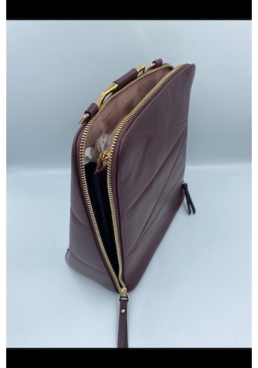 Sentt Deri Dilimli Üçgen Büyük Boy Çanta-Bordo