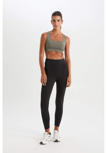 DeFactoFit Yüksek Bel İçi Yumuşak Tüylü Beli Saran Basic Düz Sporcu Tayt W8206AZ25SPBK81 SiYAH