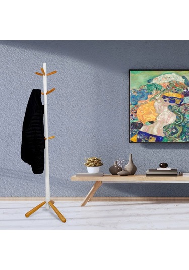 Just Home Viva Ayaklı Askılık - Beyaz / Natürel - 173 Cm Beyaz / Natürel Beyaz - Naturel