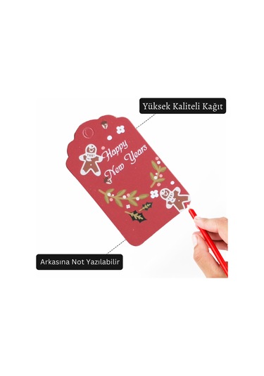 Yılbaşı Happy New Years Yazılı Hediye Etiketi, Yeniyıl Paketleme