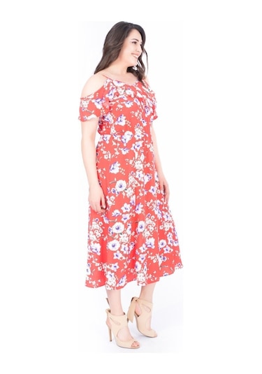 Kolları Volanlı Elbise (536942519)